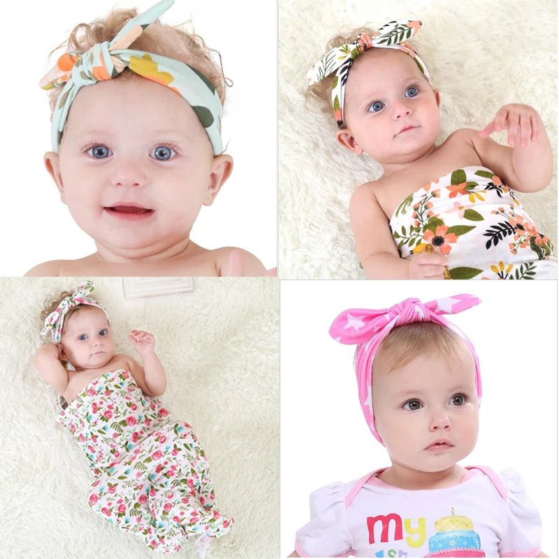 Flower Floral Hairband Turban Rabbit Bowknot Headband Headwear Hair Band Girls Solid Knot Hair Accessories for