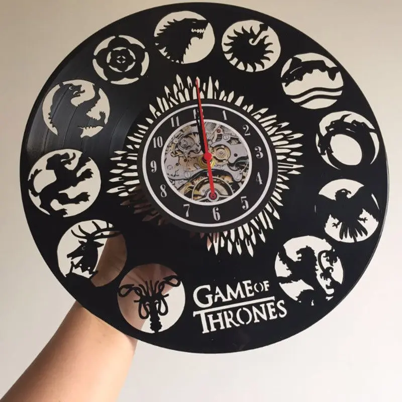 Wandklok Horloge Murale Виниловая пластинка настенные часы дизайн украшения Игра престолов Висячие часы домашний декор бесшумные