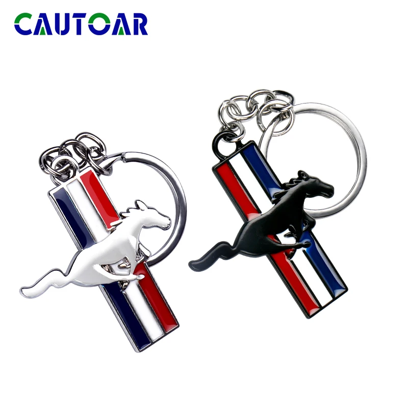 

Car Styling Fashion decoration 3D Metal Horse Emblem Badge KeyChain keyring Key Chain Ring Fit for Ford Mustang GT 500 Cobra
