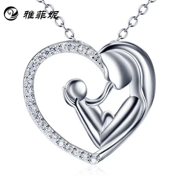 

silver pendant necklace wholesale mother-child love Collarbone chain sterling silver jewelry wholesale undertakes