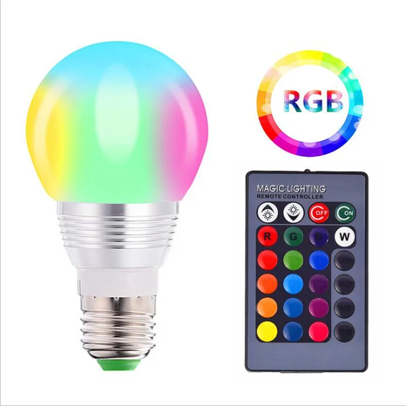 

Dimmable Led Lamp E14 E27 Led Bulb RGB Light Bulb with IR Remote Controller LED Spotlights for Home, Living Room, Bedroom