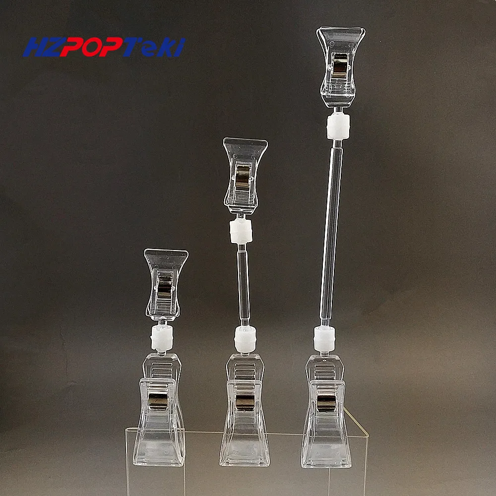 

Clear POP Plastic Display Sign Signage Paper Card Price Label Tag Holder Advertising Clips Rotatable for Retail Shops 20pcs