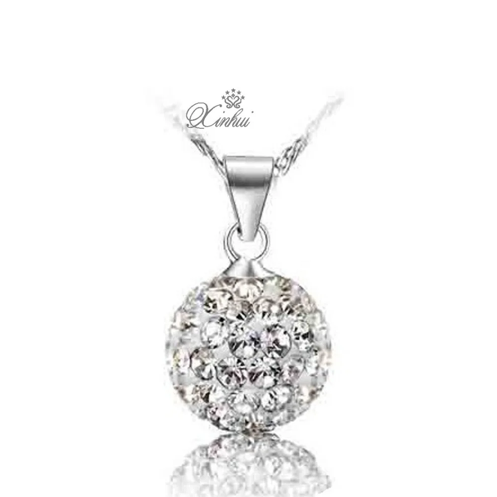 Trendy Women 10MM White Crystal ball pendant necklace fashion Shambhala