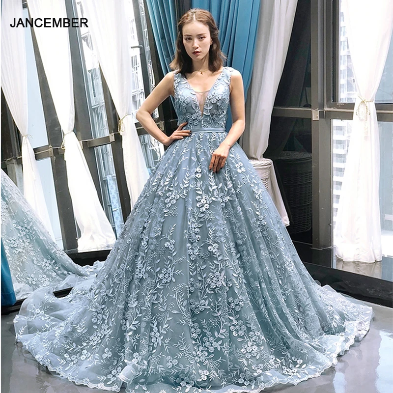 

J66729 jancember evening gown for girls sleeveless lace up floor length pattern formal dresses women elegant  