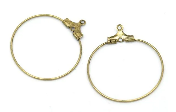 

200pcs Antiqued Bronze wine glass hoop charm wire earrings 30mm #22656