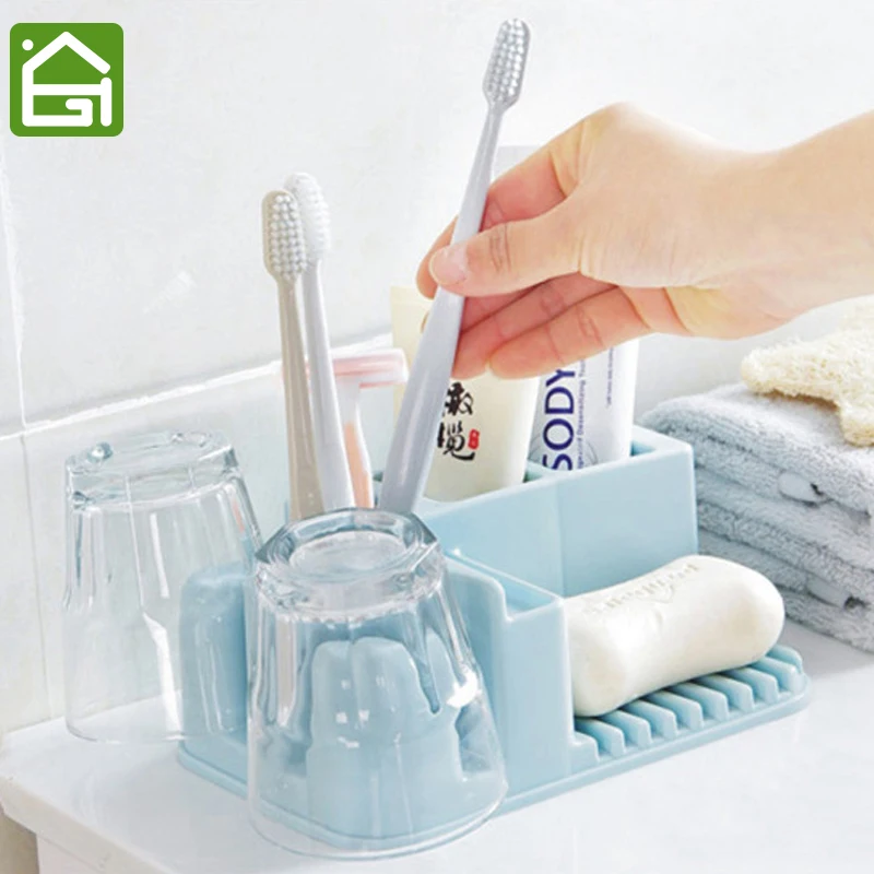 Bathroom Draing Organizer Toothpaste Toothbrush Holder Soap Dish Storage Glass Cup Drainer | Дом и сад
