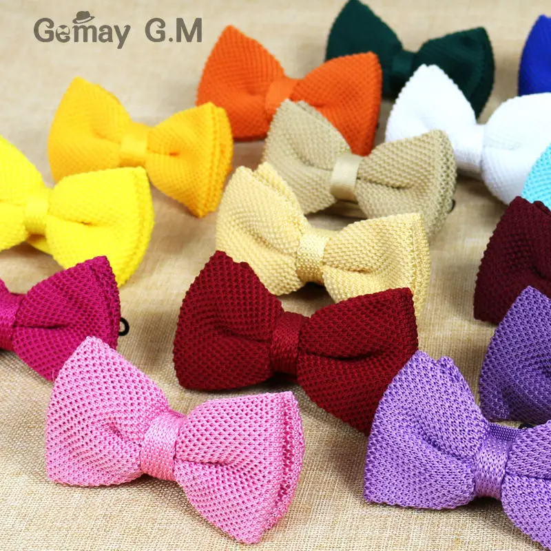 

New Men Solid Knitted Bowtie Bow Tie for Mens Pre-Tied Adjustable Knit Bowtie 20 colors Free shipping