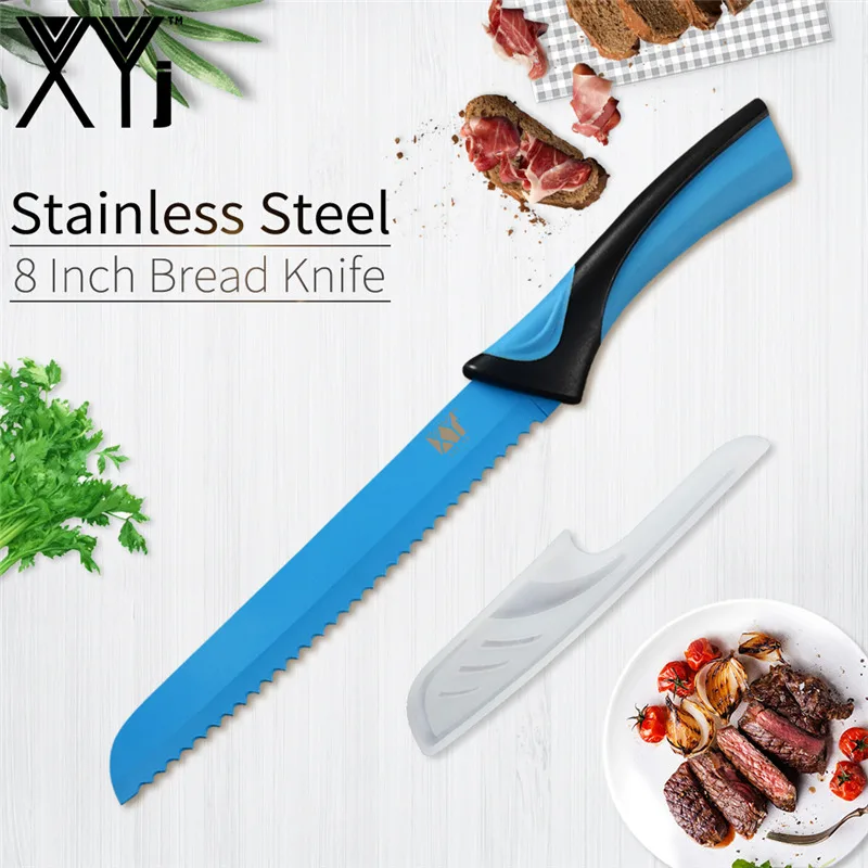8 Inch Bread Knife XYj 6 шт. набор кухонных ножей из нержавеющей стали 8 ''шеф-повара 8'' нарезки 8 ''хлеба 7'' сантоку 5 ''утилита 3,5'' ножи для приготовления овощей - Цвет: 8 Inch Bread Knife