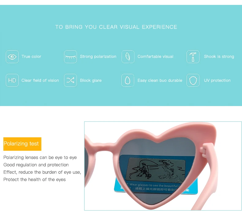Детские солнечные очки для девочек для детей Сердце TR90 черный розовый красный сердце солнцезащитные очки для детей поляризованные гибкие uv400