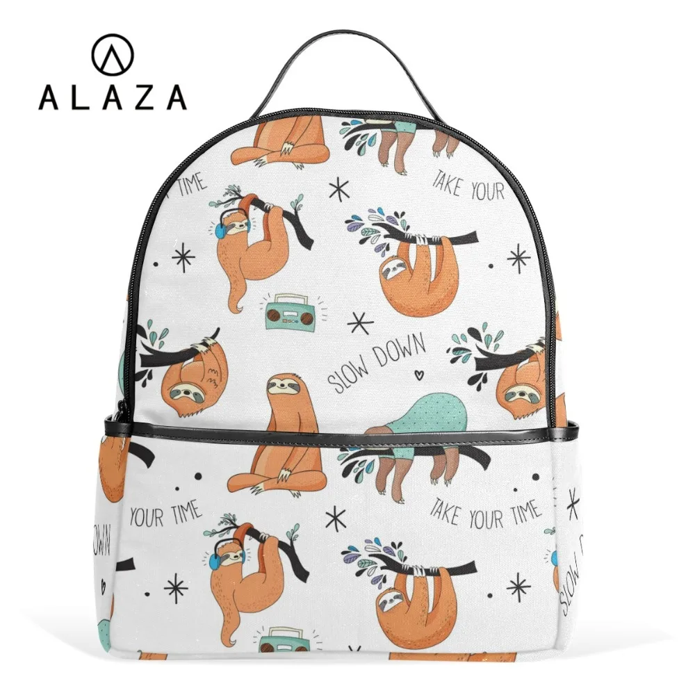 

ALAZA Charm Gift Sloth Printing Large Capacity Student Backpack Travel Backpack for Teenage School Laptop Bag Customizable