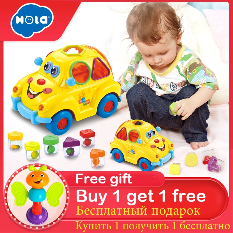 HUILE TOYS 516 Baby Toys Electronic Car with Music & Light & Puzzle & Fruit Shape Sorters Learning Educational Toys for Children