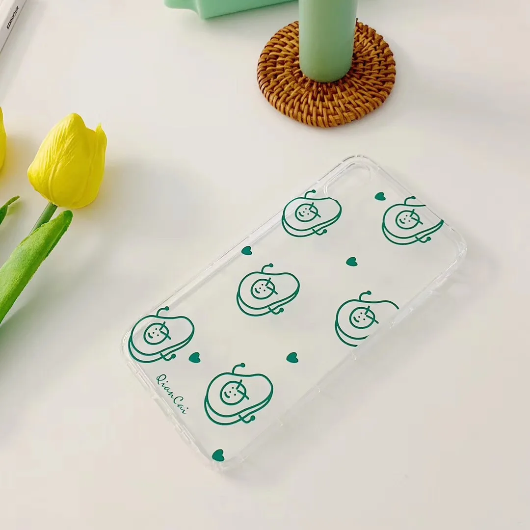 INS Корея простой Летний чехол для телефона с фруктовыми линиями авокадо iphone Xs MAX XR
