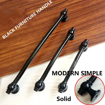 

96mm 128mm 192mm modern simple black wardrobe kitchen cabinet door handle black drawer shoe cabinet dresser knob pull