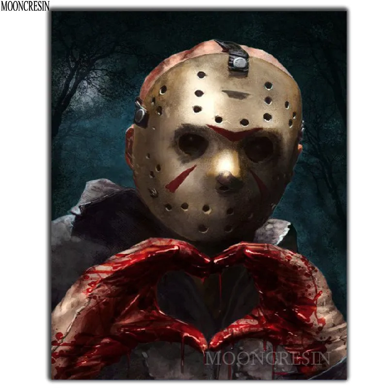 

5D Diy Diamond Painting Cross Stitch Masked Horror Demon Needlework 3D Diamond Embroidery Full Round Mosaic Decoration Resin Kit