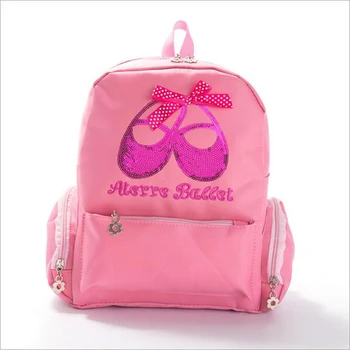 

SHUSHIRUO Lovely Girl's Ballet Backpack Waterproof Playground Necessities Storage Shoulder Bow Embroidery Teenage School Bags
