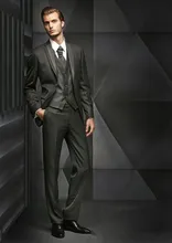 2016 new design gray two button Groom Tuxedos Best man Suit Wedding Groomsman/Men Suits Bridegroom(Jacket+Pants+Tie+Vest)