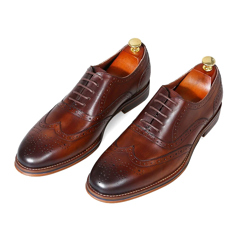 Британский броги Мужская обувь винтажные резные ручной работы мужские туфли «Дерби» оксфорды высокого качества
