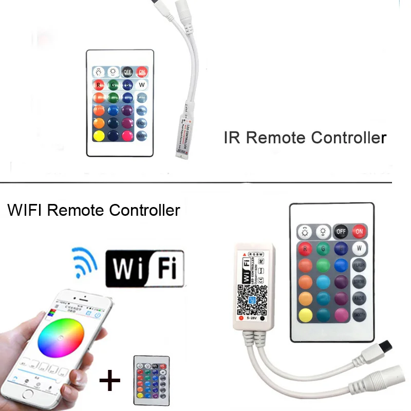 Светодиодный светильник 2835 SMD RGB лента 5 м 10 м 15 м 20 м DC12V 3528 Гибкая RGB Светодиодная лента e лента Диод+ 24Key контроллер+ адаптер EU