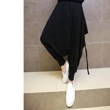 27-44 весной и летом мужчины прилив штаны-шаровары свернуть висит промежность Штаны личности повседневные штаны певица костюмы