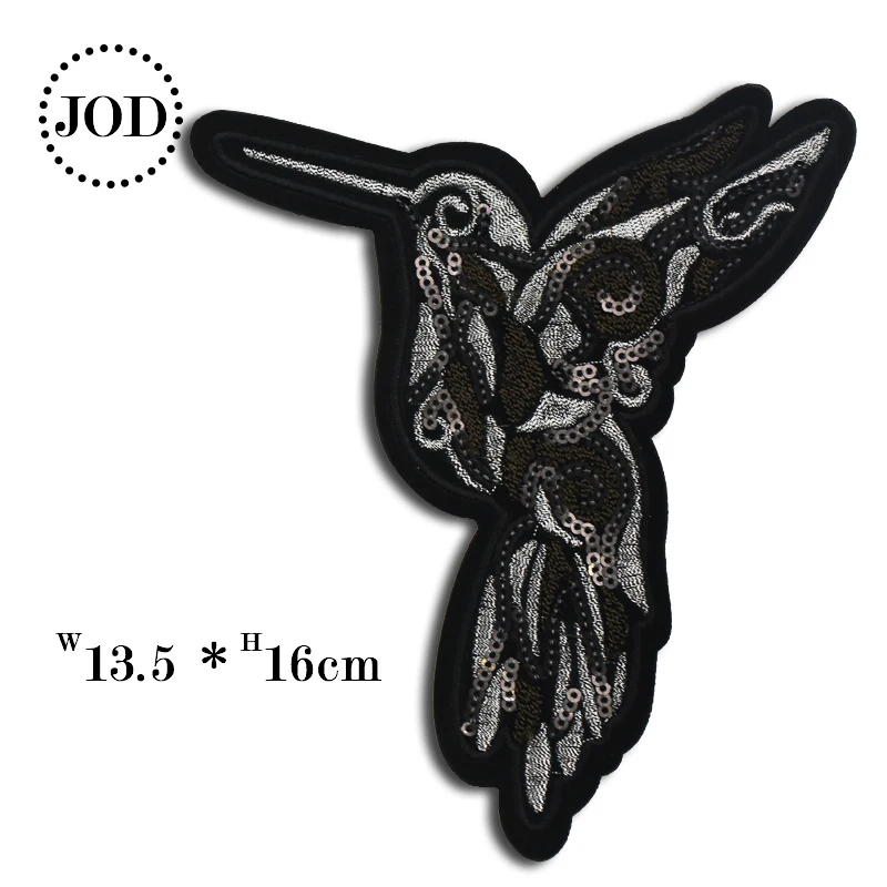 

Bird Embroidered Patches for Clothing DIY Stripes Applique Sew on Clothes Stickers Sewing Badges Biker Parches Hummingbird JOD