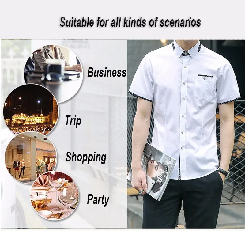 Плюс размер 5XL 2018 летняя брендовая рубашка мужская рубашка рукав социальная рубашка Turn-Down Воротник поддельный карман дизайн рубашка