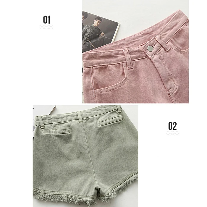 2019 летние короткие рваные необработанный край джинсовые шорты женские Высокая талия укороченные джинсы feminino Карманы Черный Белый Шорты
