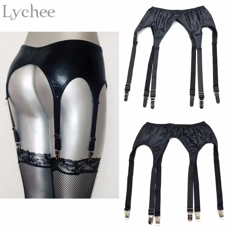 Lychee 1 Piece Harajuku Punk Sexy Women Knee Leg Garter Belt Black PVC Leather Leg Ring Suspender Intimates Lychee 1 Piece Harajuku Punk Sexy Women Knee Leg Garter Belt Black PVC Leather Leg Ring Suspender Intimates