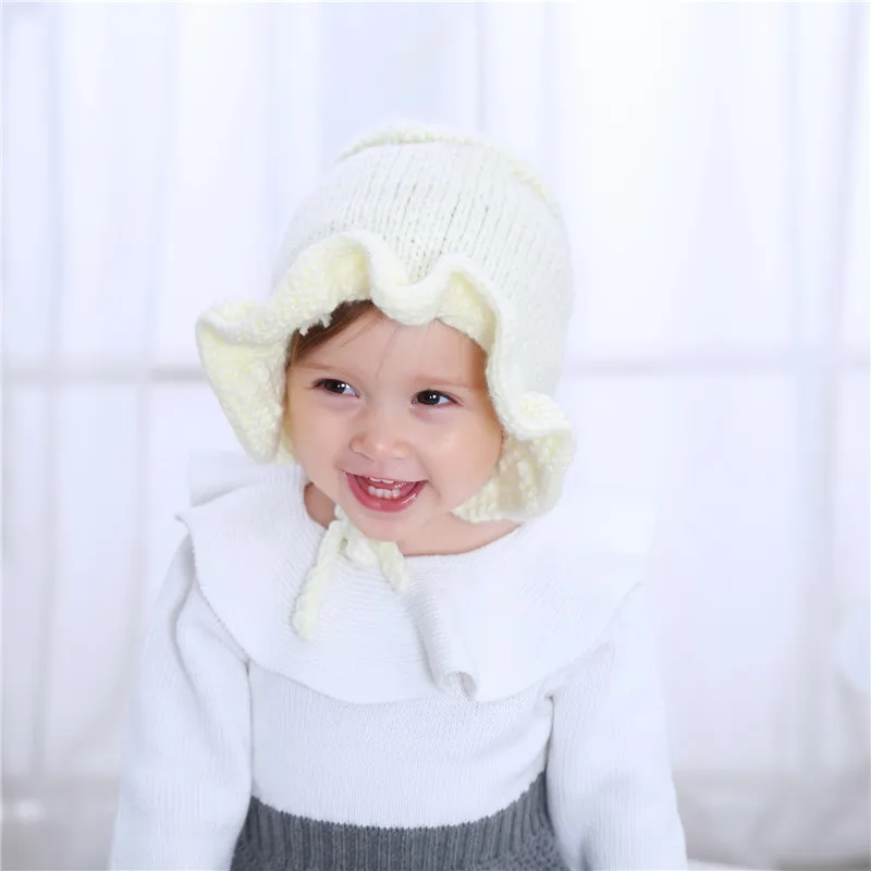 Милые зимние теплые вязаные шапочки, шапка для маленьких мальчиков и девочек, меховая шапка, милые шапки для маленьких детей