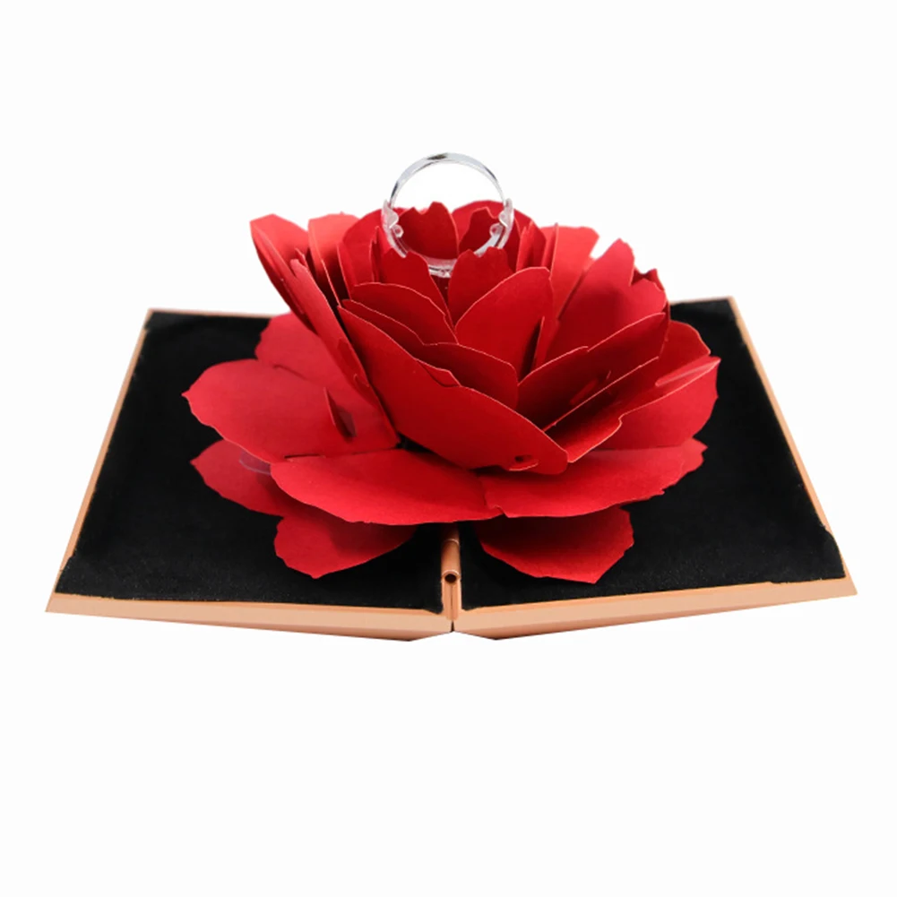Дропшиппинг 3D всплывающий красный цветок розы кольцо коробка Свадьба обручение коробка держатель для хранения ювелирных изделий Чехол упаковка ювелирных изделий дисплей