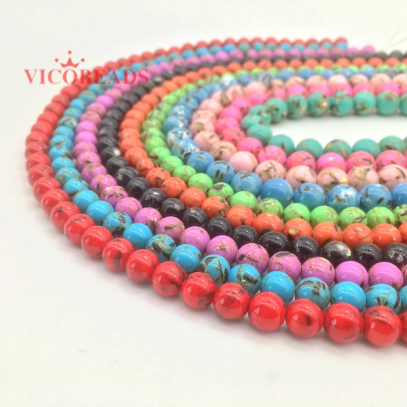

Natural black White Blue Rose red shell Pine Stone Round Beads Loose Beads Wholesale for Jewelry Making DIY Bracelet Necklace