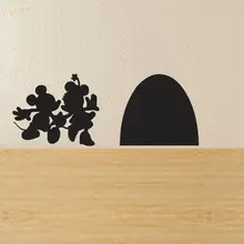Mickey and Minnie Mouse Hole House Vinyl Wall Sticker New Cartoon Wall Decals Funny Wall Decor Free Shipping