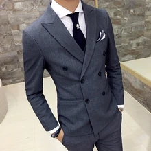 Männer Blazer mantel 2016 herbst neue Britischen stil zweireiher Schlank dünnen schwarzen männlichen casual grau zweireiher mantel