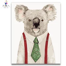 Koala с одеждой картинка животного DIY цифровая картина маслом по номерам с комплектами, Раскраска по номерам для декора гостиной