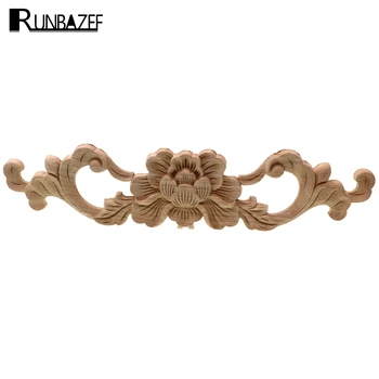 

RUNBAZEF Woodcarving Decal Bed Windows Applique Wooden Miniatures Unpainted Furniture Decorative Figurines Vintage Home Decor