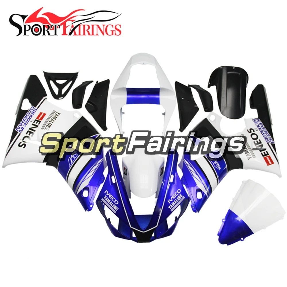 YZF-R1 00 01 полный комплект обтекателя Для Yamaha YZF1000 YZF R1 2000 2001 антиблокировочная система, мотоциклетные Обтекатели Кузов сине-белые Индивидуальные