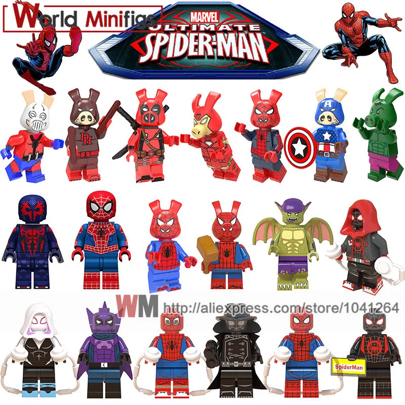 

Single Marvel Funny Piggy Building Blocks Into the Spider-Verse Spider-Ham Spider Porker Ant-man Midnight Man Kids Toys