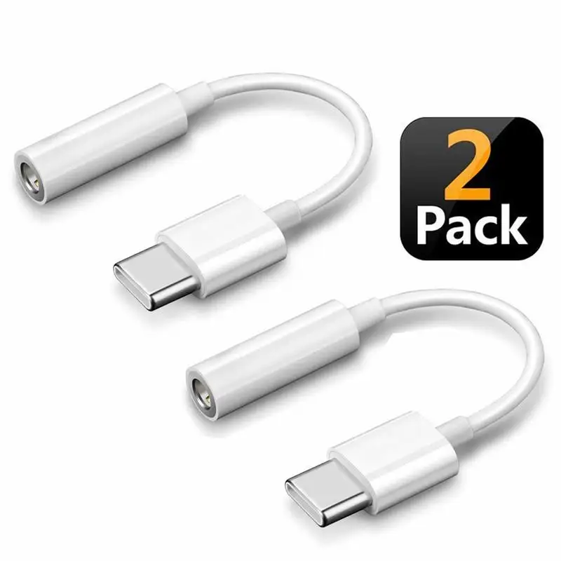 2 pcs of white Micro type C до 3,5 мм разъем Aux адаптер для huawei P20 Pro Honor20 10 адаптер для наушников Usb C кабель разъемы аудио конвертер - Цвет: 2 pcs of white