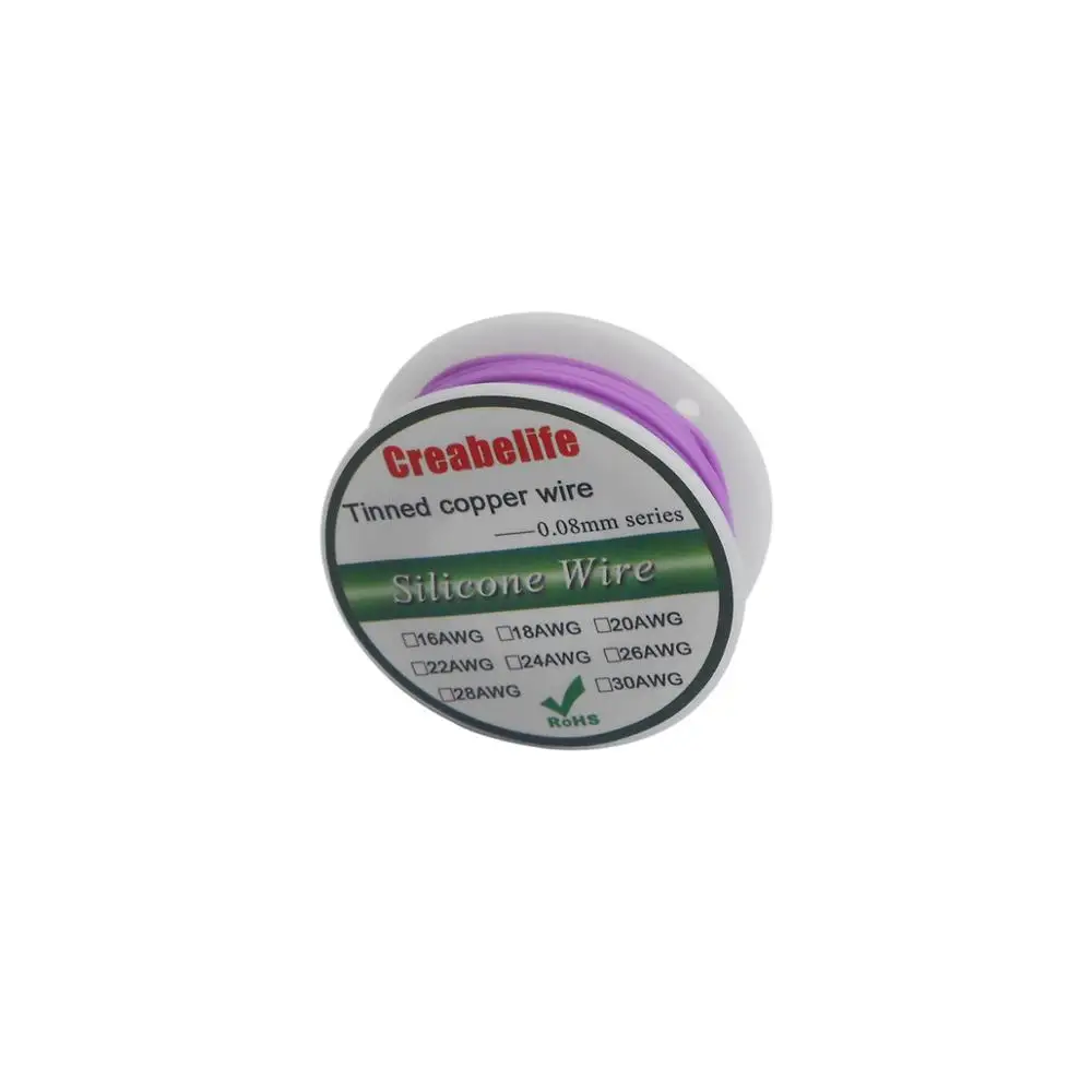 Purple 10m 10 м 30 AWG гибкий силиконовый провод RC Кабельная линия с 10 цветов на выбор с катушкой луженая медная проволока Электрический провод - Цвет: Purple 10m