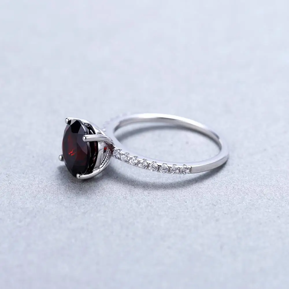 Gem's Ballet 3.15Ct натуральный красный гранат обручальное кольцо 925 пробы серебро Solitaire обручальные кольца для женщин хорошее ювелирное изделие