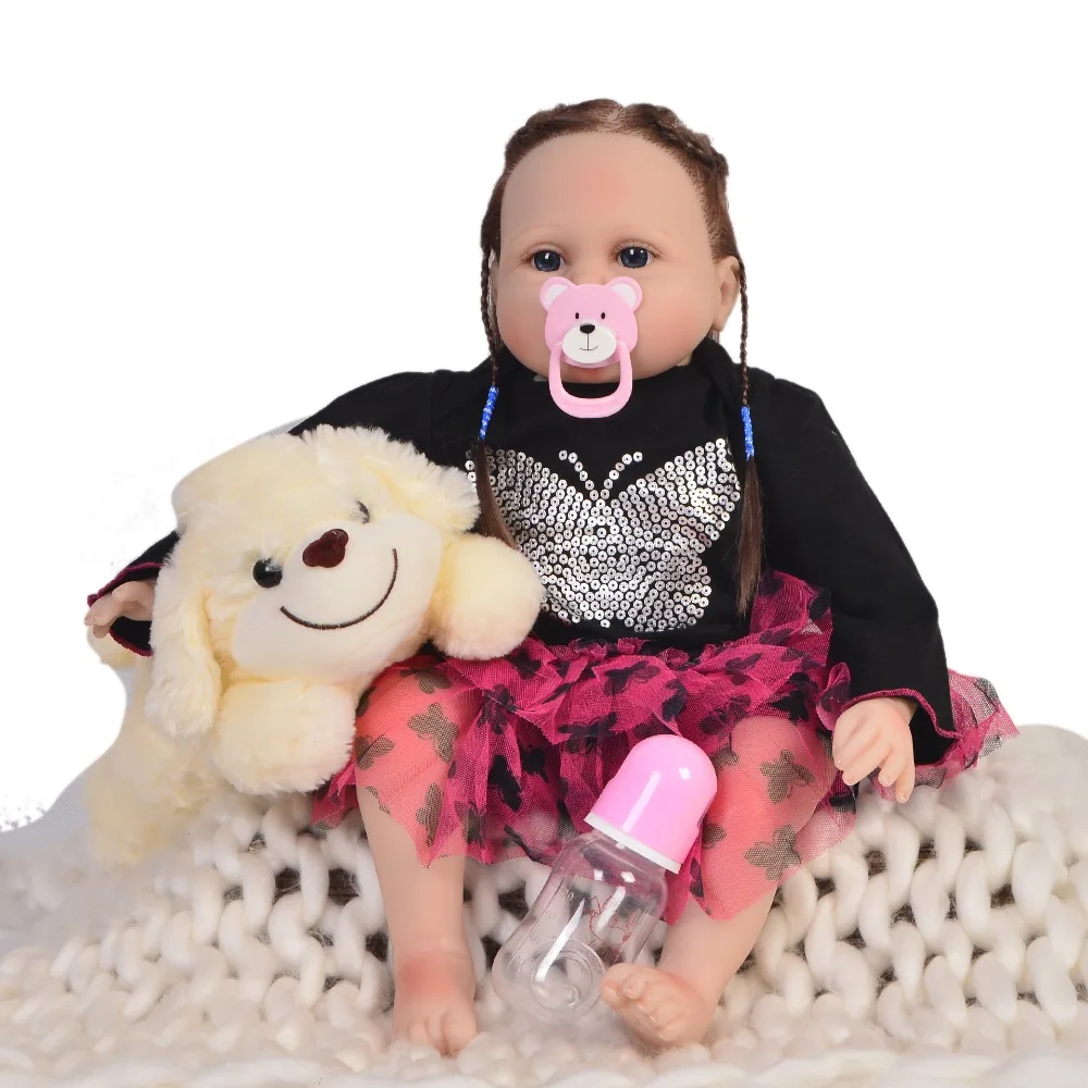 

22inch Silicone Reborn Girl Baby Doll Toys Realistic Newborn Princess Babies Doll Lovely Birthday Gift Present Xmas doll toys