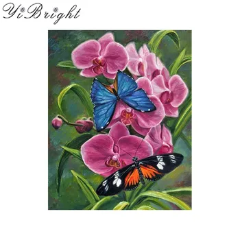 

Full Square/Round Drill 5D DIY Diamond Painting "orchids,butterfly" 3D Embroidery Cross Stitch Mosaic Flowers,Scenery Decor Gift
