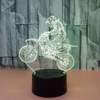

New Style Motorcycle 3d Lamp 7 Color Visual Stereoscopic Moderne Table Lamps Led Change Touch Remote Desk Lamp