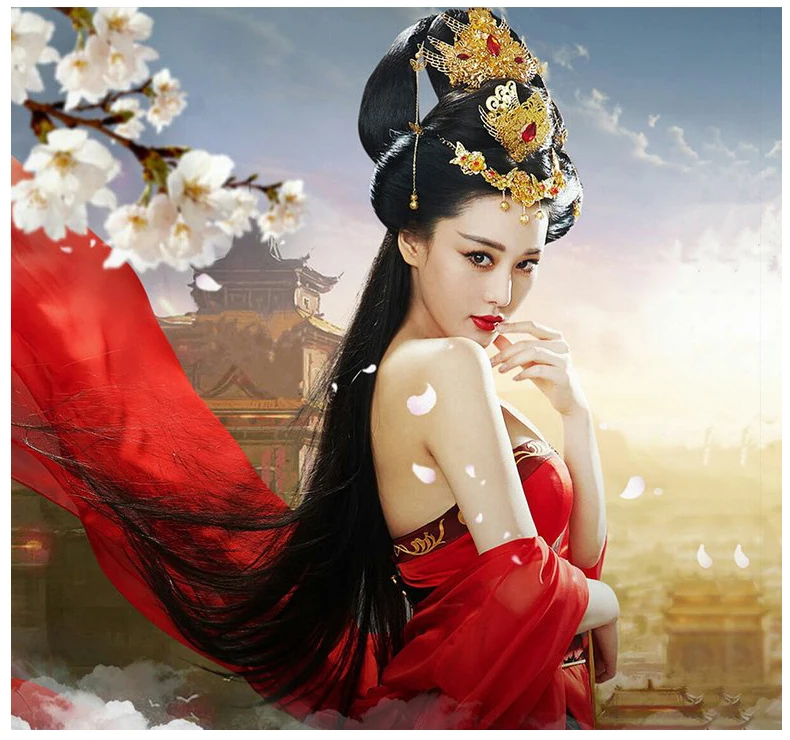 Guzheng стиль представления костюм моделирование cos рогатый головной убор мат контракт награждение аньфу парик аксессуары