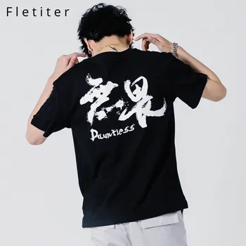 

Fletiter T Shirts Men Tops Joint Evil T-shirt Streetwear Vogue Loose Couple Tee Shirt Casual Hip Hop funny Tshirt 3XL
