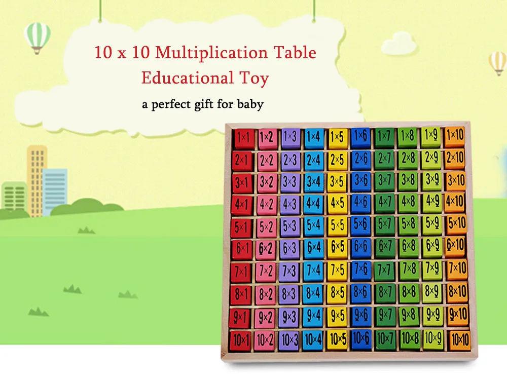 YOULEBI Multiplication Table Educational Toy 10 x 10 Figure Blocks