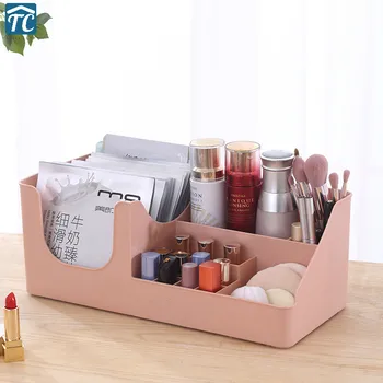 

Cosmetic Storage Box Desktop Skin Care Plastic Organiser Office Make Up Jewelry Sundries Container Bathroom Necklace Holder