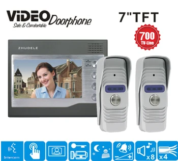 

ZHUDELE 7 "LCD Video Door Phone Video Intercom Doorbell Home Security IR Camera Monitor With Night Vision waterproof cover