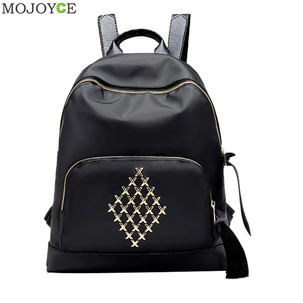 Waterproof Women Nylon Rivet Backpack Travel School Bag for Teenage Girls Schoolbag Autumn and Winter