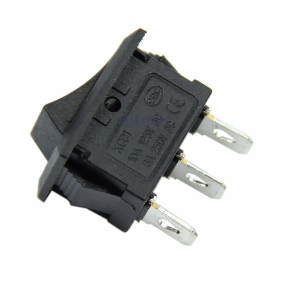

New switch AC 6A/250V 10A/125V 3 Pin Terminal Snap-in On-Off Boat Rocker Switch Black hot