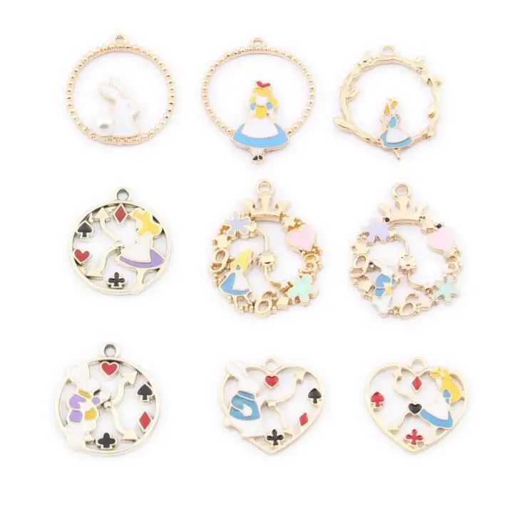 

New 100 pcs Mix Alice princess Japanese anime Alloy Charms Pendants DIY Jewelry Making Accessories gift F-7